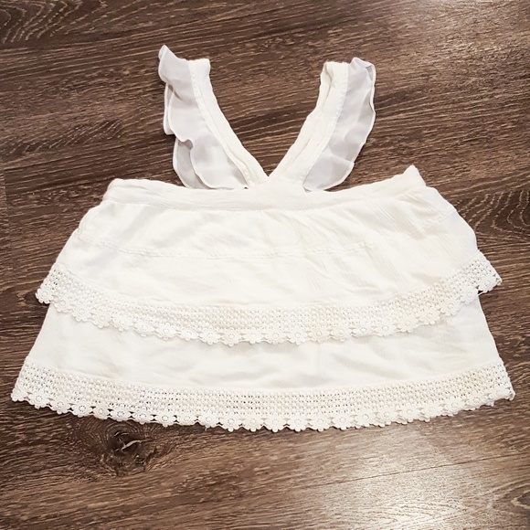 Urban Outfitters Tops - Pins & Needles White Crochet Trim Ruffle Tank Top